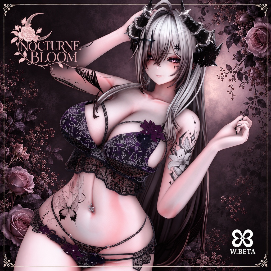 【8アバター対応/9色】NOCTURNE BLOOM | VRChat 3Dランジェリー衣装