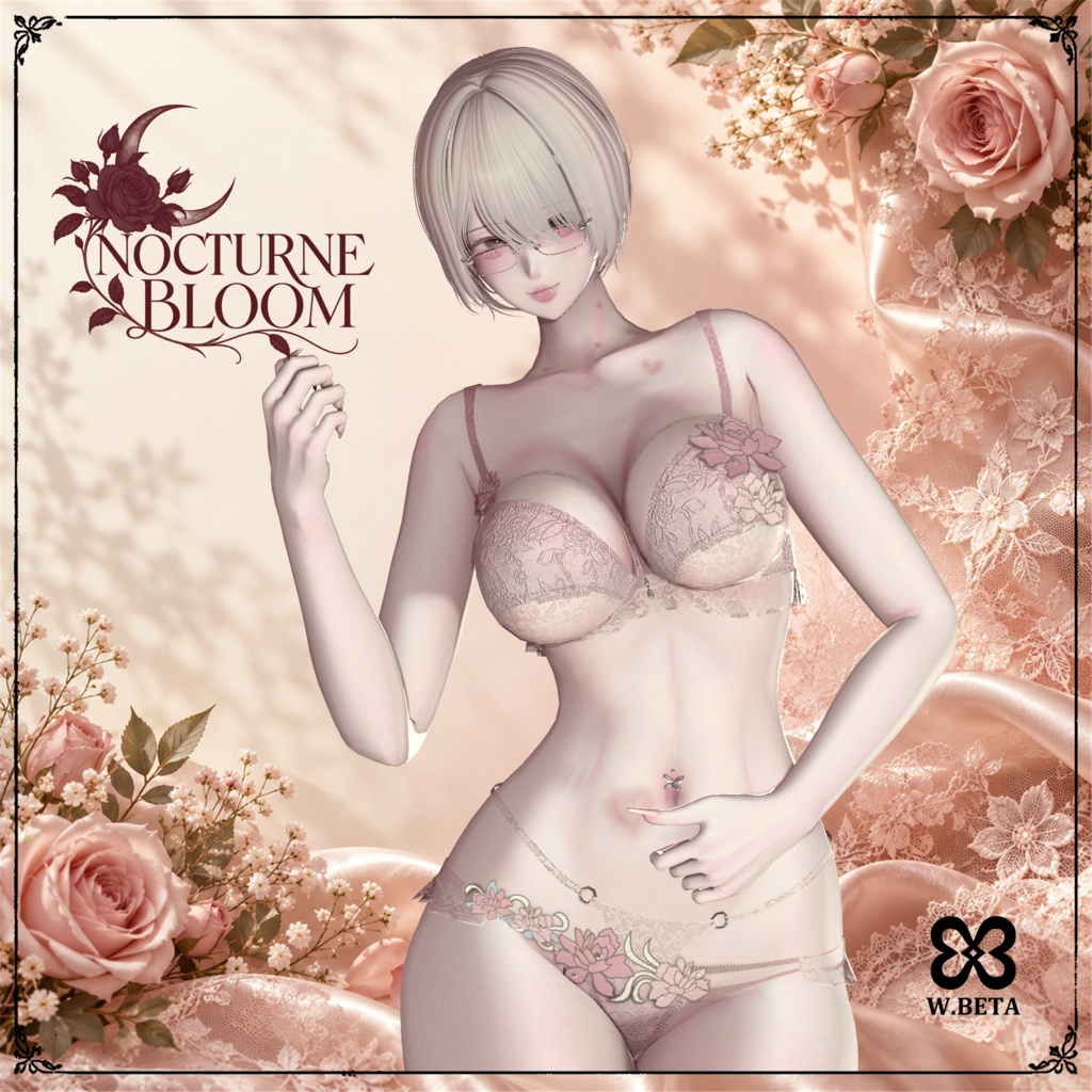 【8アバター対応/9色】NOCTURNE BLOOM | VRChat 3Dランジェリー衣装