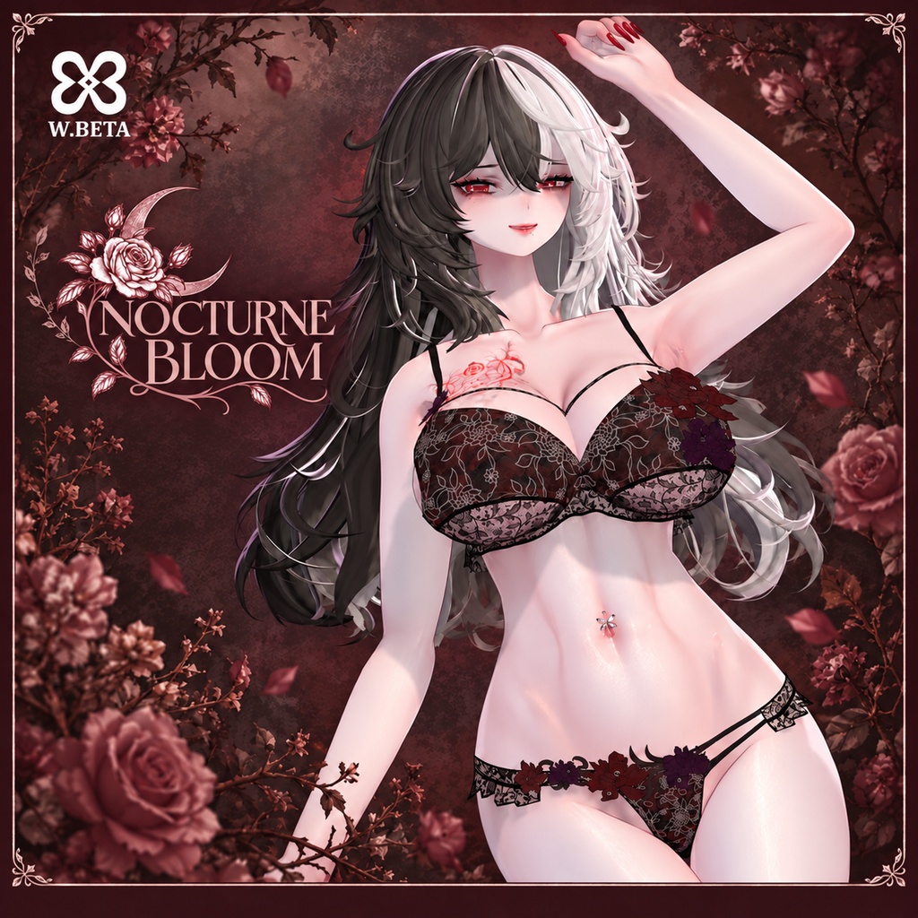 【8アバター対応/9色】NOCTURNE BLOOM | VRChat 3Dランジェリー衣装