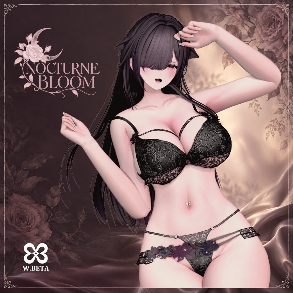 【8アバター対応/9色】NOCTURNE BLOOM | VRChat 3Dランジェリー衣装