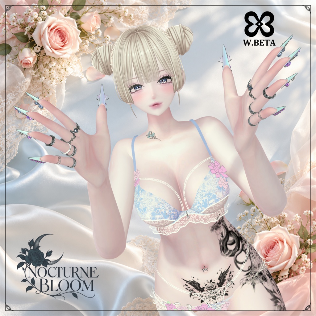 【8アバター対応/9色】NOCTURNE BLOOM | VRChat 3Dランジェリー衣装
