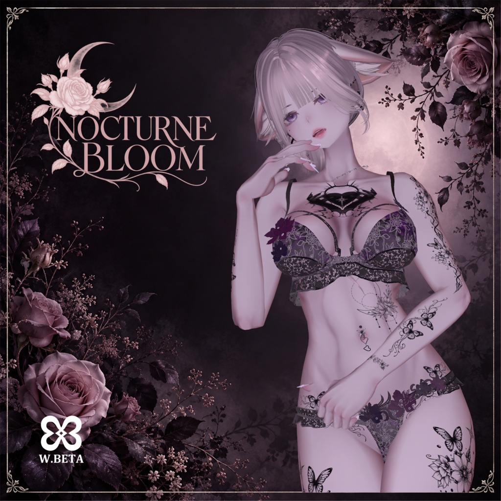【8アバター対応/9色】NOCTURNE BLOOM | VRChat 3Dランジェリー衣装