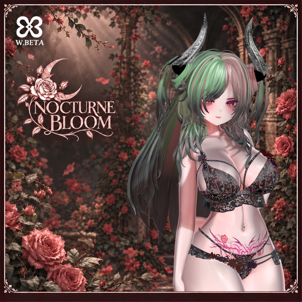 【8アバター対応/9色】NOCTURNE BLOOM | VRChat 3Dランジェリー衣装