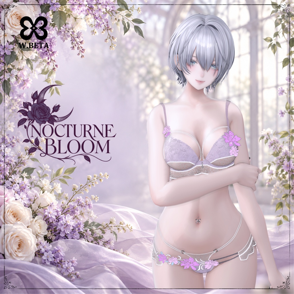 【8アバター対応/9色】NOCTURNE BLOOM | VRChat 3Dランジェリー衣装