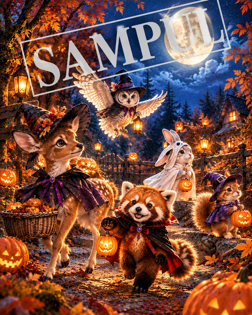 月夜のハロウィンと仲間たち
