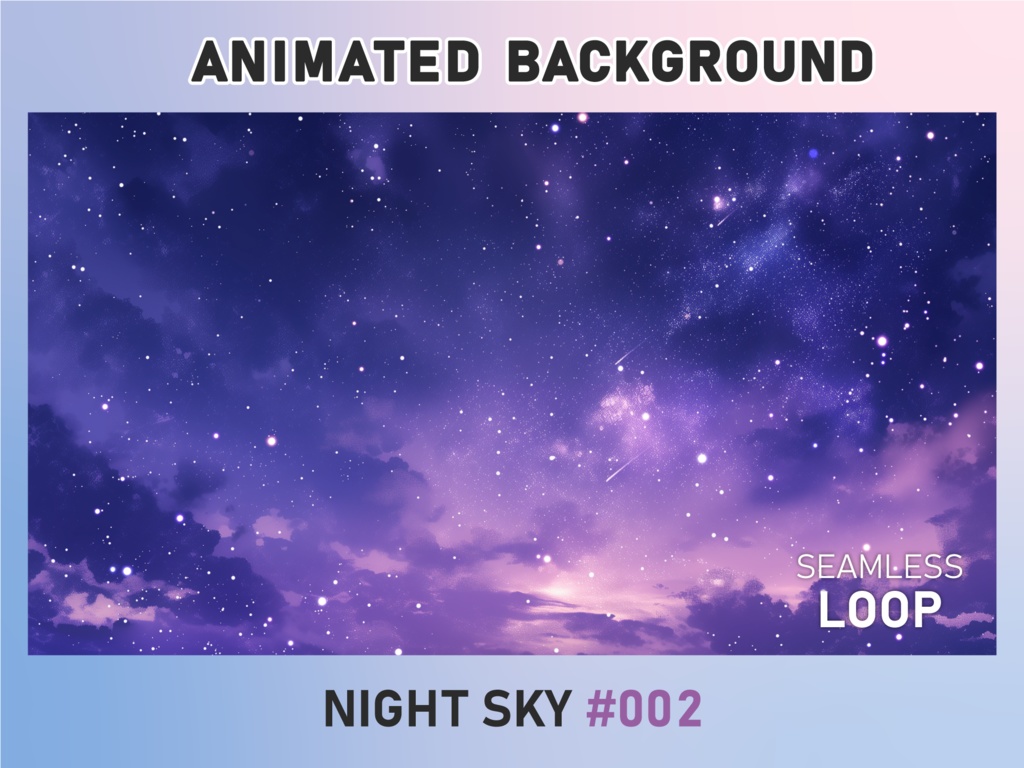 【VTuber配信背景】キラキラ輝く夜空 - 002 | アニメーション背景 | 流れ星 | 雑談・歌枠・ASMR向け【MP4・ループ背景】