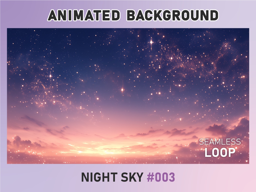 【VTuber配信背景】キラキラ輝く夜空 - 003 | アニメーション背景 | 流れ星 | 雑談・歌枠・ASMR向け【MP4・ループ背景】