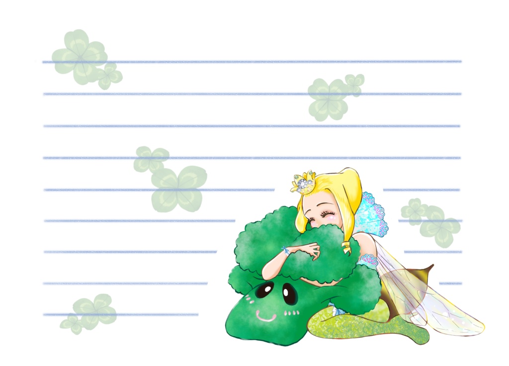 女王蜂＆ブロッコリー柄一筆箋