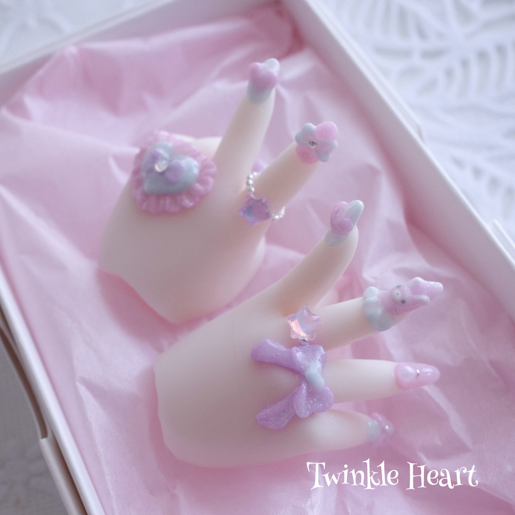 MDDネイルハンド ゆめかわフリルハート ピースsetセミホワ