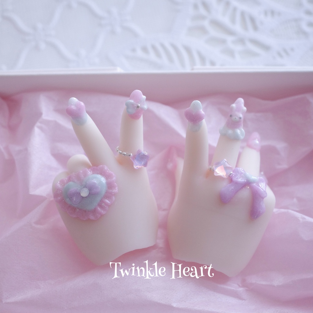 MDDネイルハンド　ゆめかわフリルハート　ピースsetセミホワ