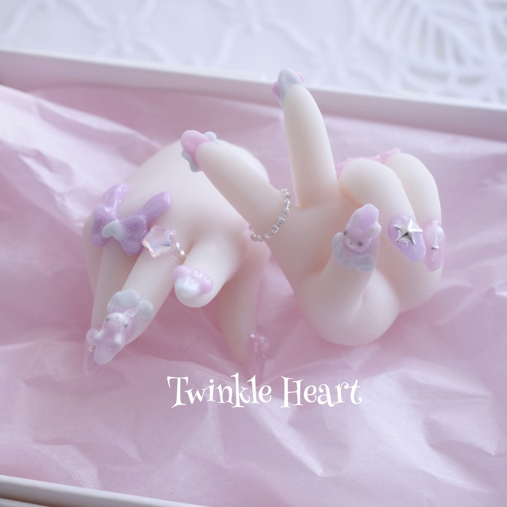 MDDネイルハンド ゆめかわフリルハート ピースsetセミホワ