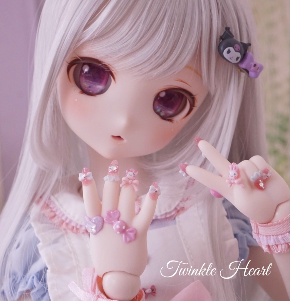 MDDネイルハンド　Candyうさちゃん　セミホワ