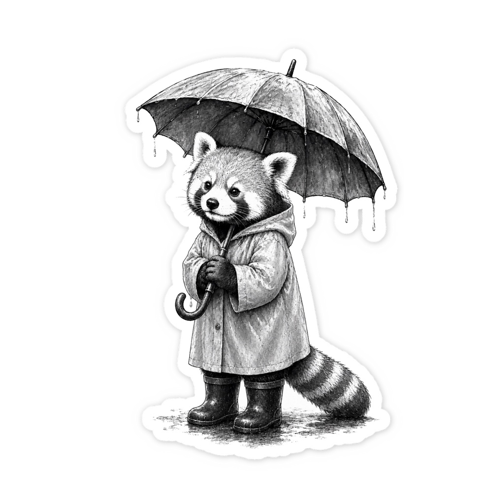 雨の日のレッサーパンダ