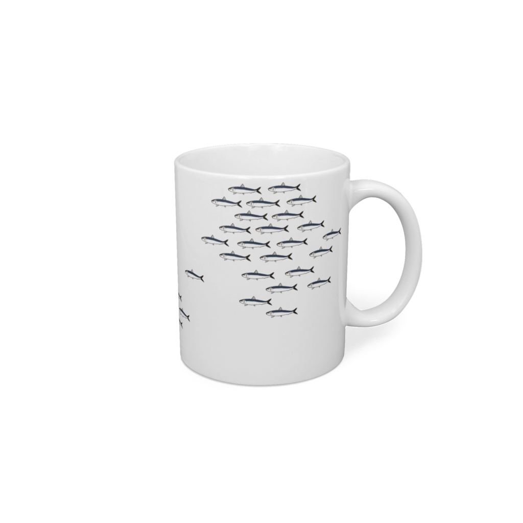 槙島先生のイワシ魚群柄マグカップ