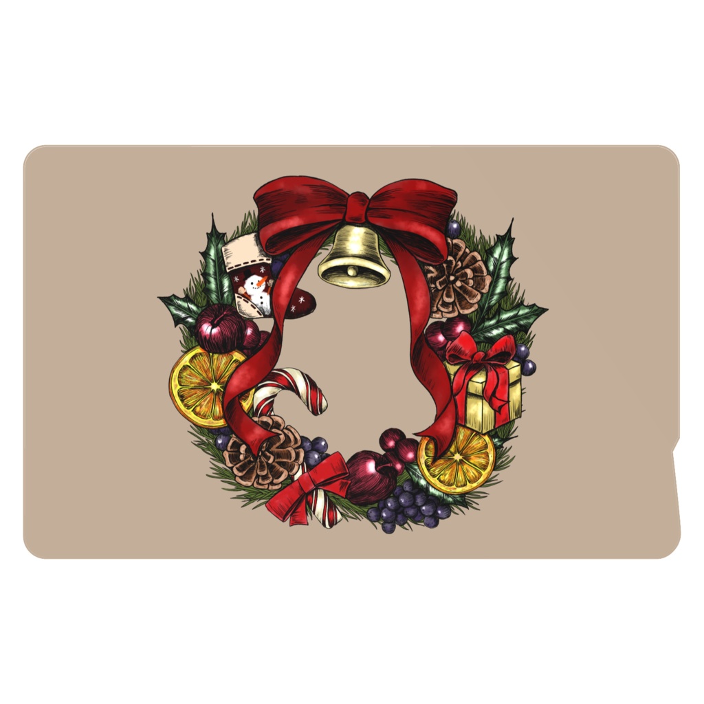 クリスマスリース。ICカードステッカー