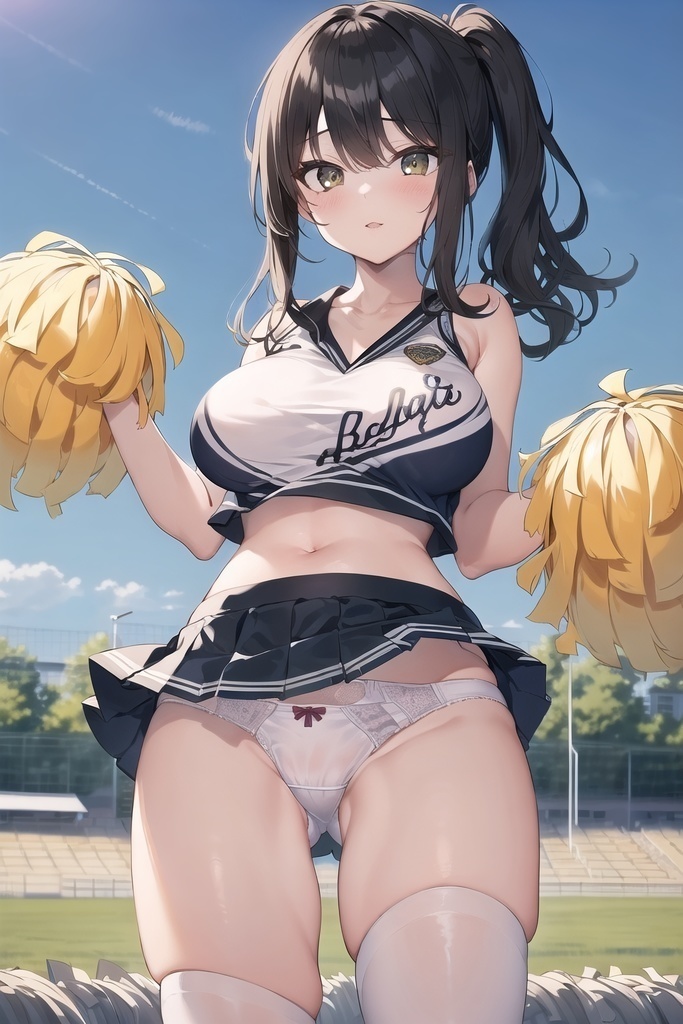 二次元　黒髪　開脚 黒髪巨乳チアガール ver.1 314枚 - miyanomori-2nd - BOOTH