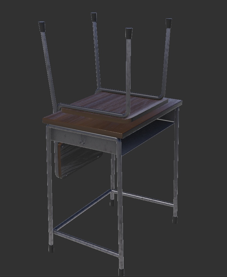 【先着半額セール中】使用感のある教室小物セット(机・椅子・教壇・教師机・床PBR)【Unity/VRChat|Built-in対応】