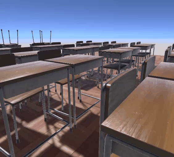 【先着半額セール中】使用感のある教室小物セット(机・椅子・教壇・教師机・床PBR)【Unity/VRChat|Built-in対応】