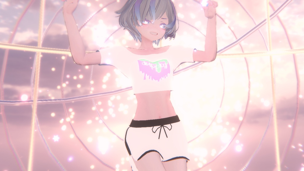 【おへそ】部屋着せっと【Tシャツ.ショートパンツ.ルーズソックス.びしょぬれのしずくさん】