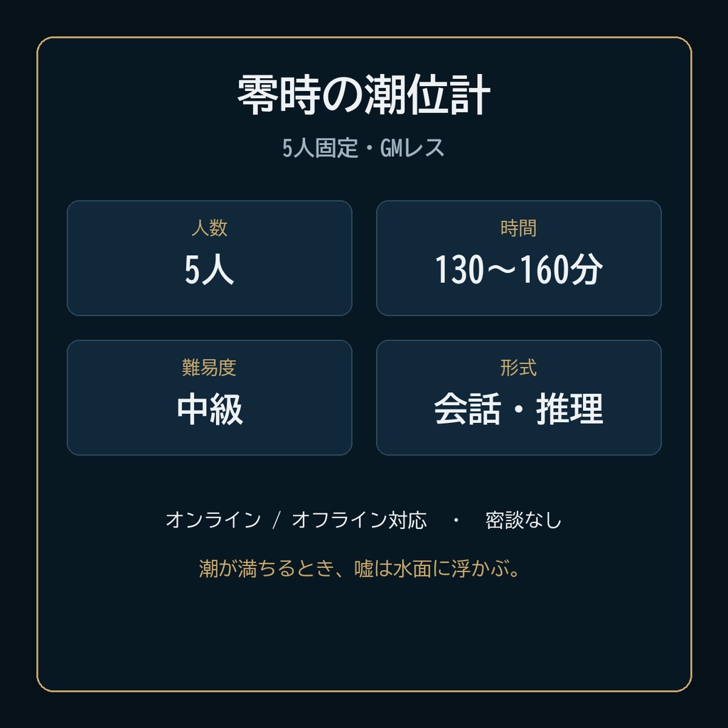 零時の潮位計【5人用・GMレス マーダーミステリー】