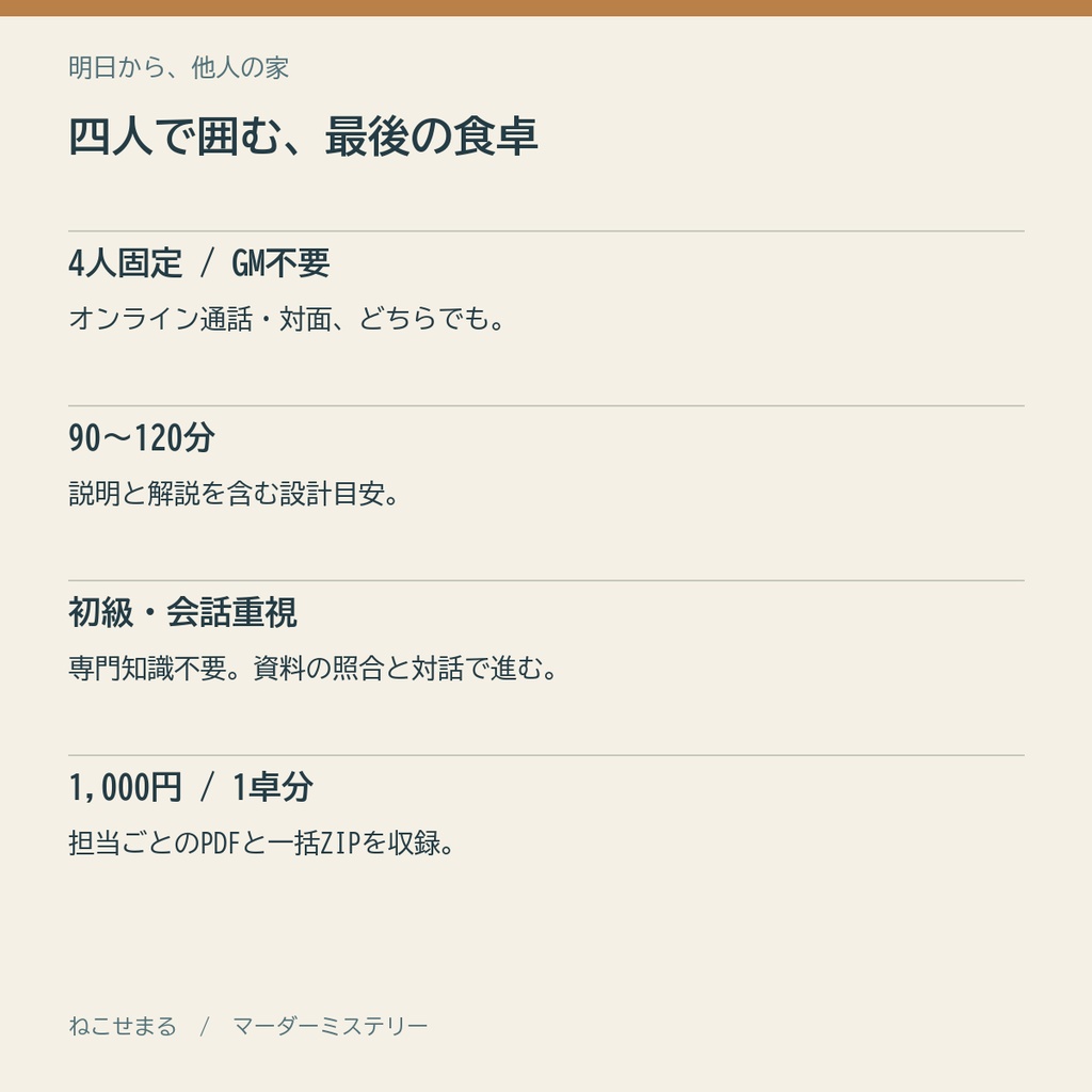 明日から、他人の家【4人用・GMレス マーダーミステリー】