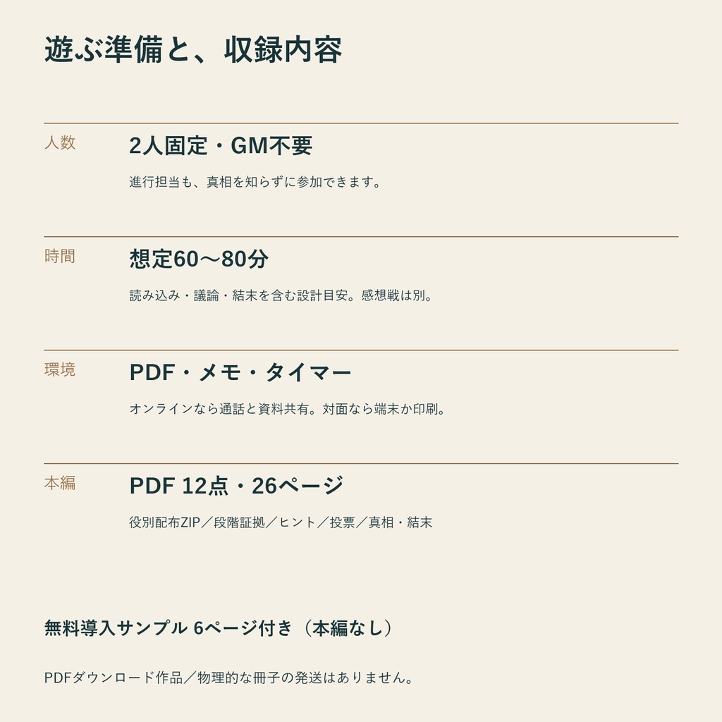 雨をほどく仕立て屋【2人用・GMレス 協力型マーダーミステリー】