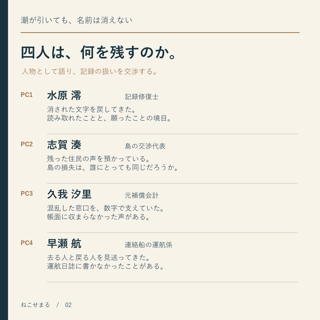 【4人+GM1人】潮が引いても、名前は消えない|マーダーミステリー