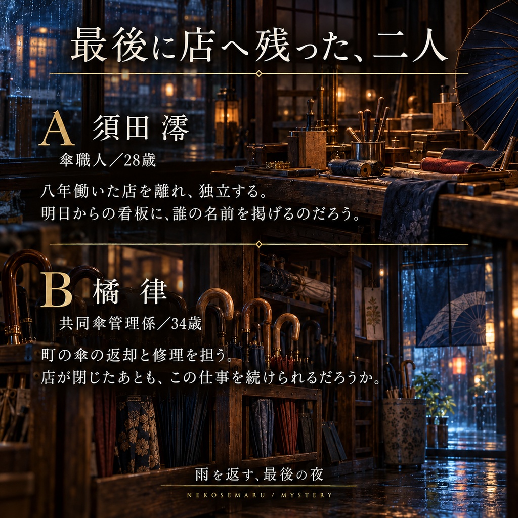 雨を返す、最後の夜|2人用・GMレス 対話型マーダーミステリー