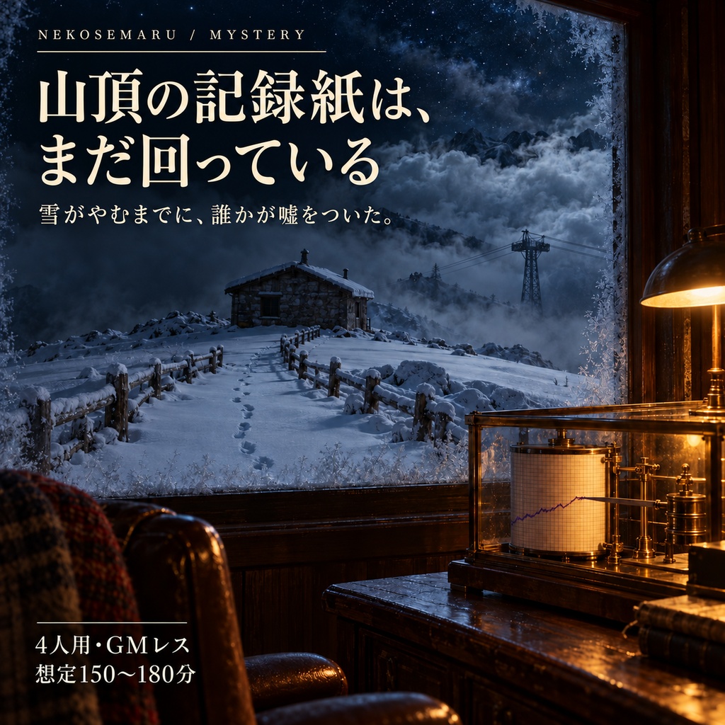 山頂の記録紙は、まだ回っている【4人用・GMレス 本格推理マーダーミステリー】