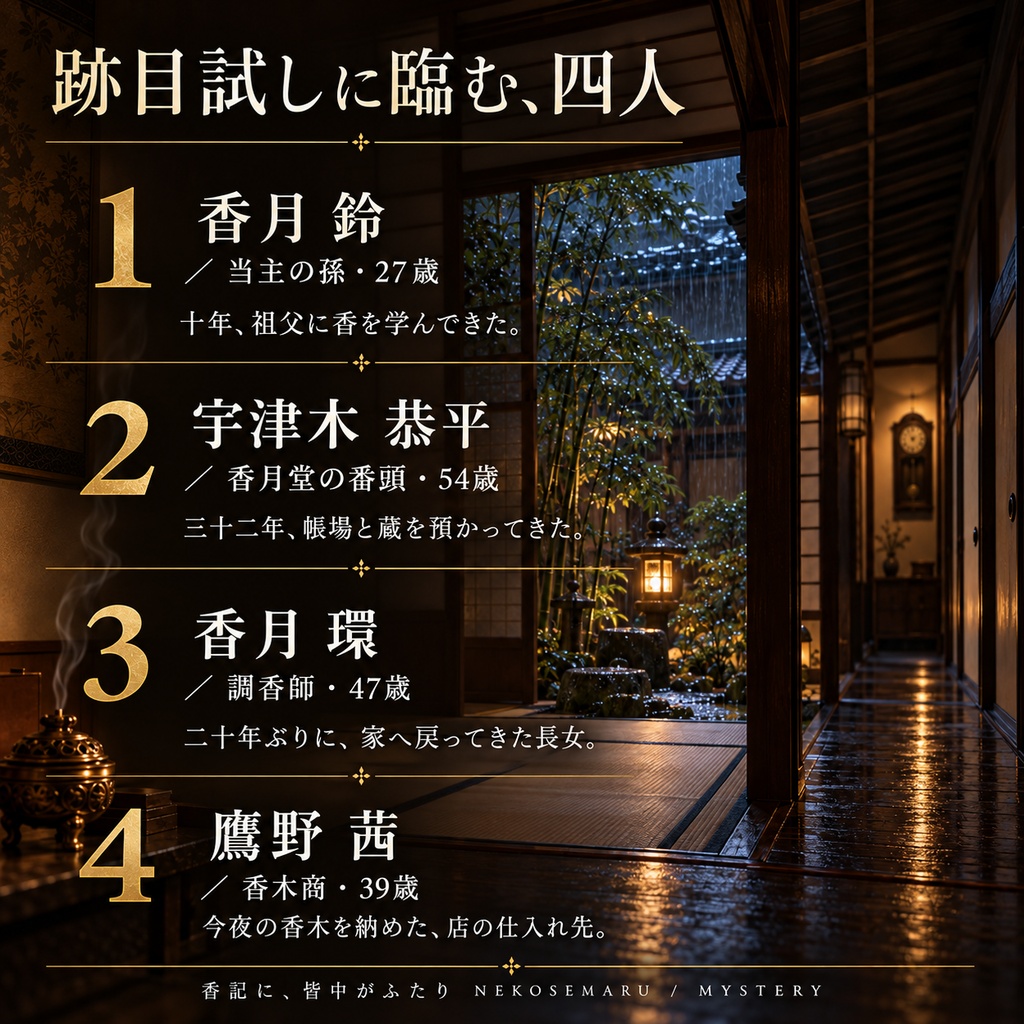 香記に、皆中がふたり【4人用・GMレス 本格推理マーダーミステリー】