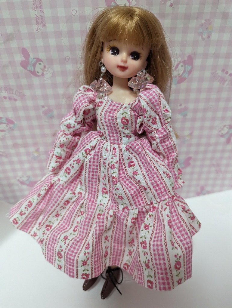 リカちゃんパフスリーブロングワンピース