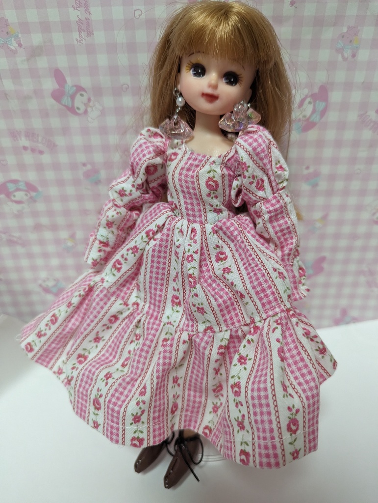 リカちゃんパフスリーブロングワンピース