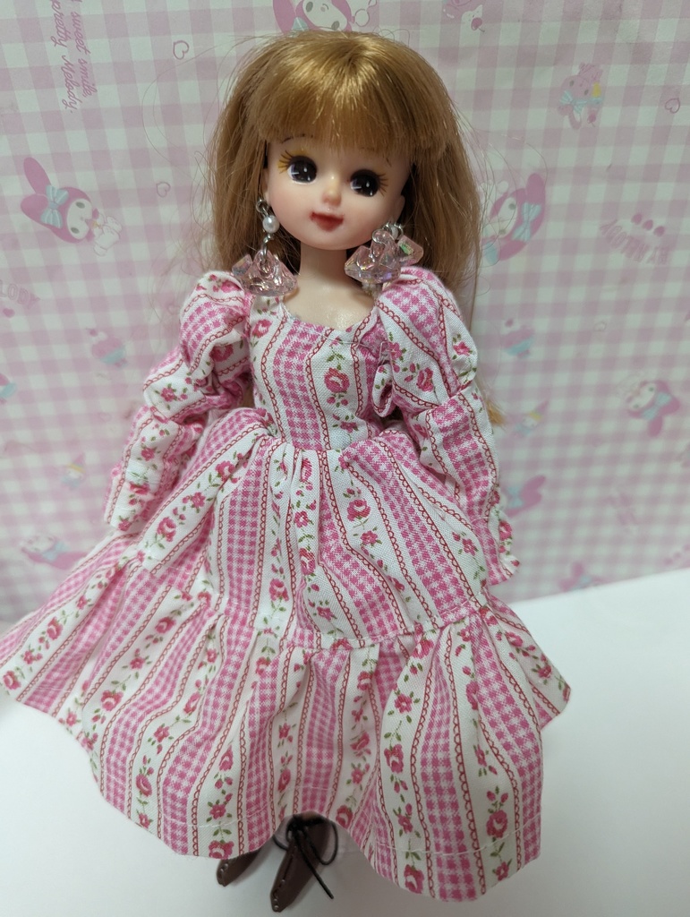 リカちゃんパフスリーブロングワンピース