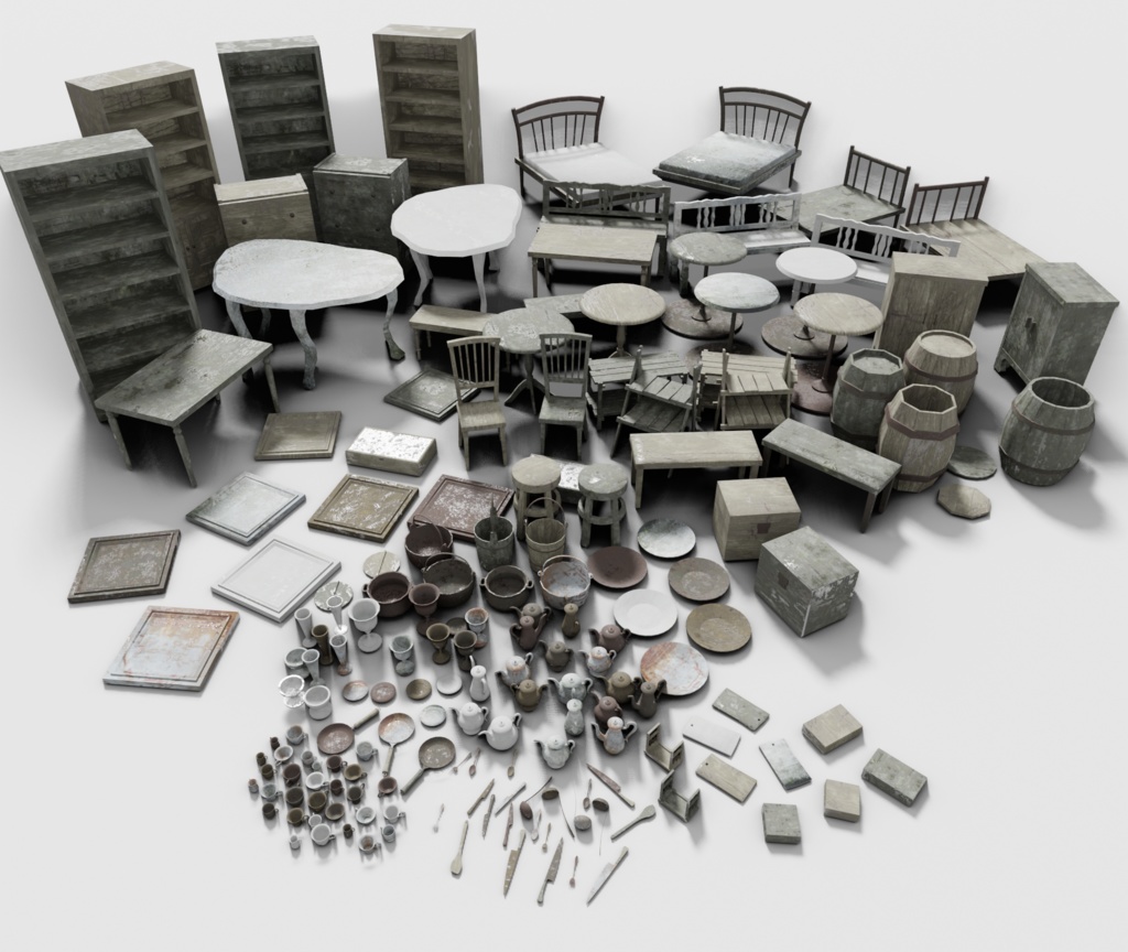 3Dモデル「廃れた世界の家具セット0」