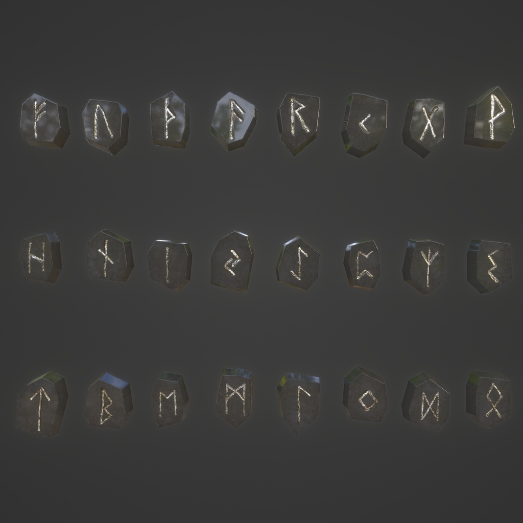 3Dモデル「古びたルーンストーン」