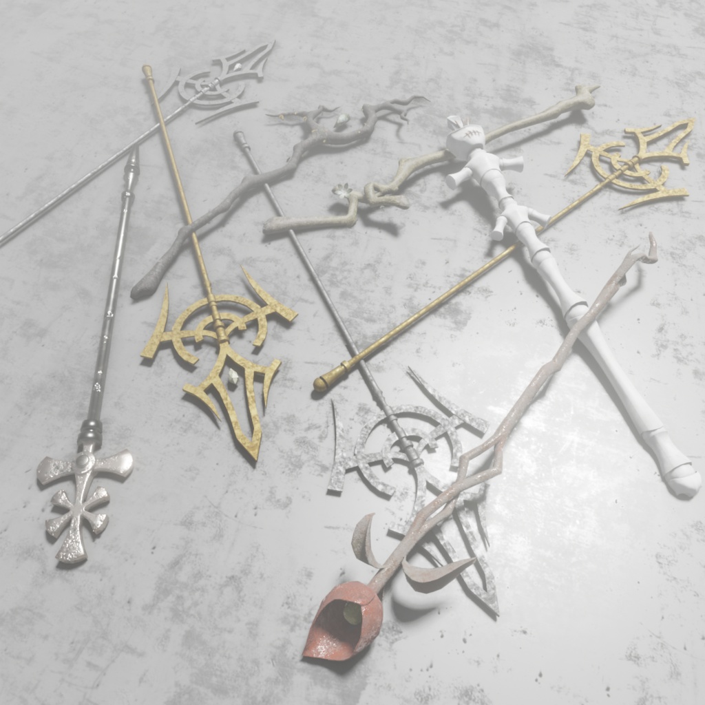 3Dモデル「廃れた世界の杖セット1」