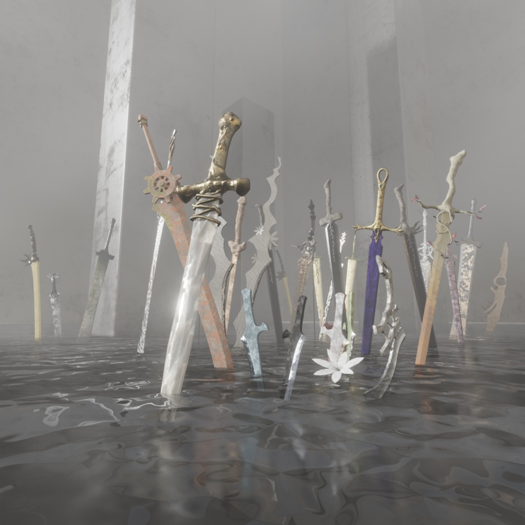 3Dモデル「廃れた世界の刀剣セット1」