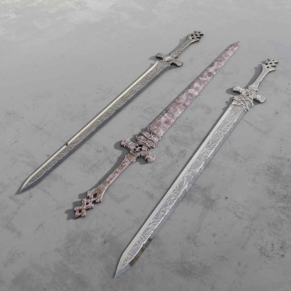 3Dモデル「廃れた世界の刀剣セット1」