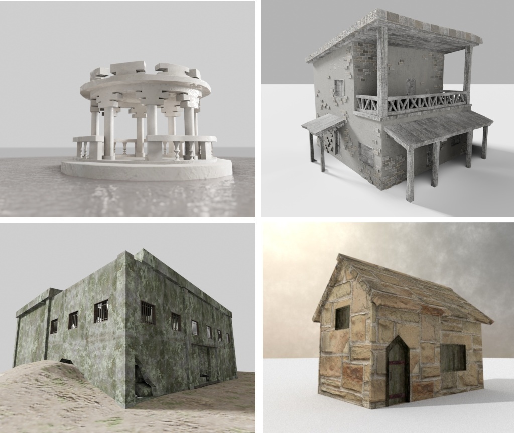 3Dモデル「廃れた世界の建物セット1」