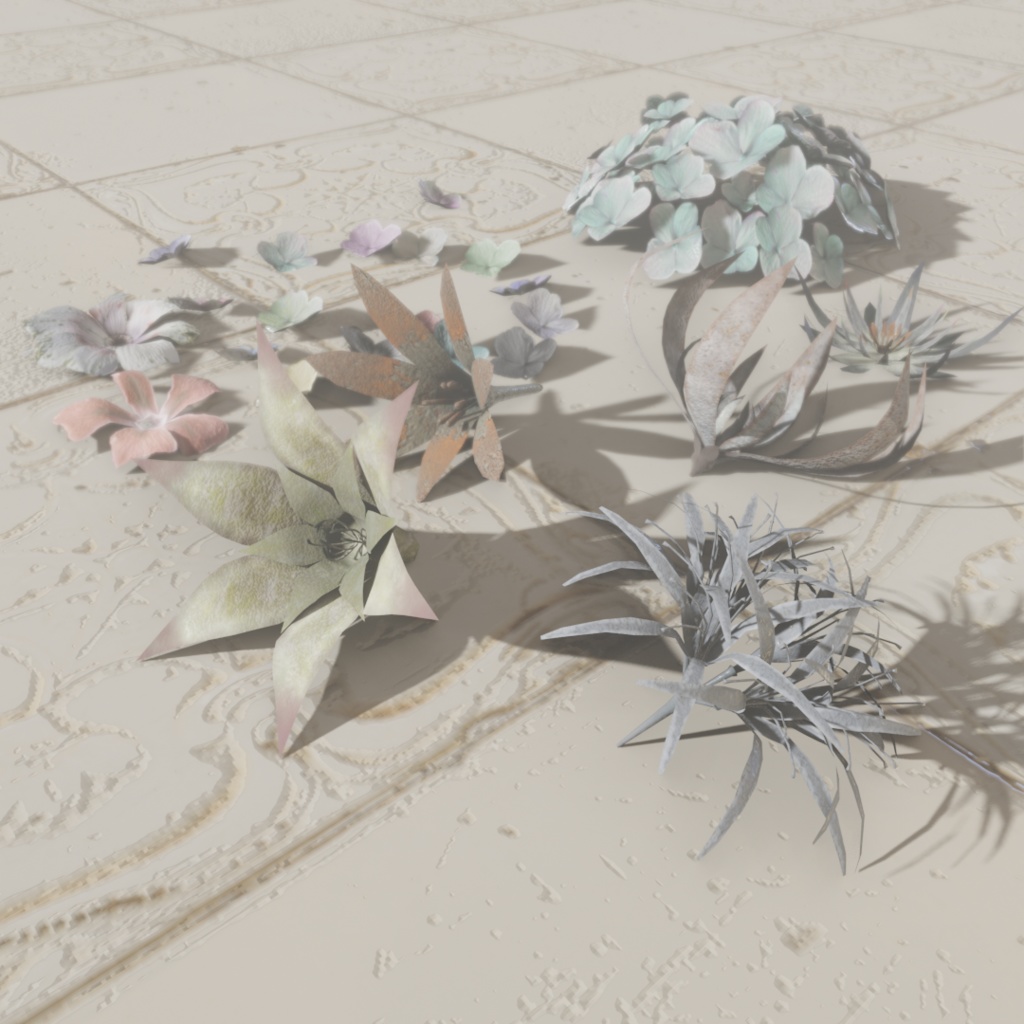 3Dモデル「廃れた世界の花飾りセット1」