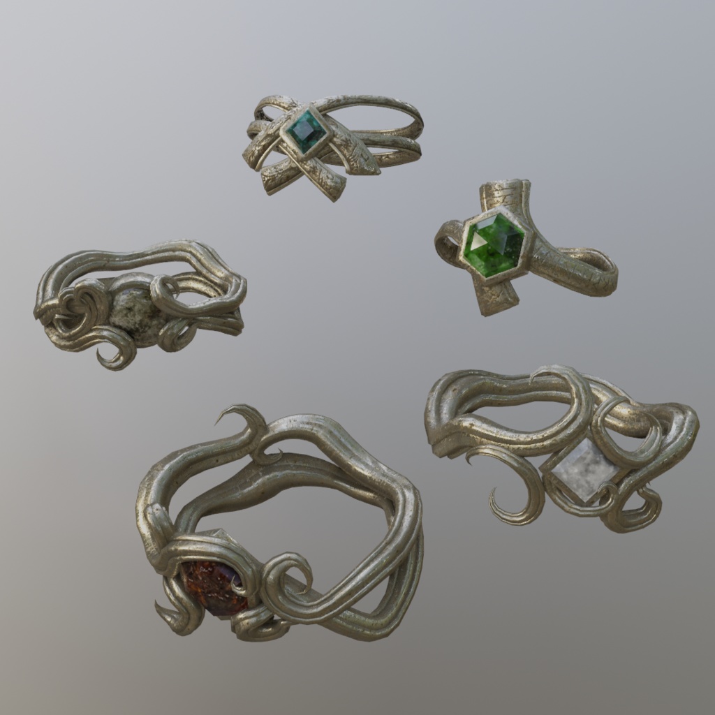 3Dモデル「古びた装飾品セット3」