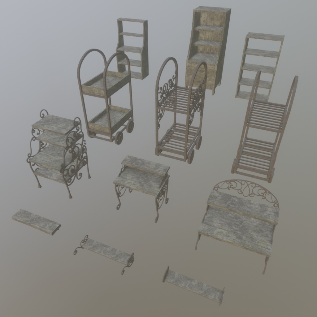 3Dモデル「廃れた世界の家具セット1」
