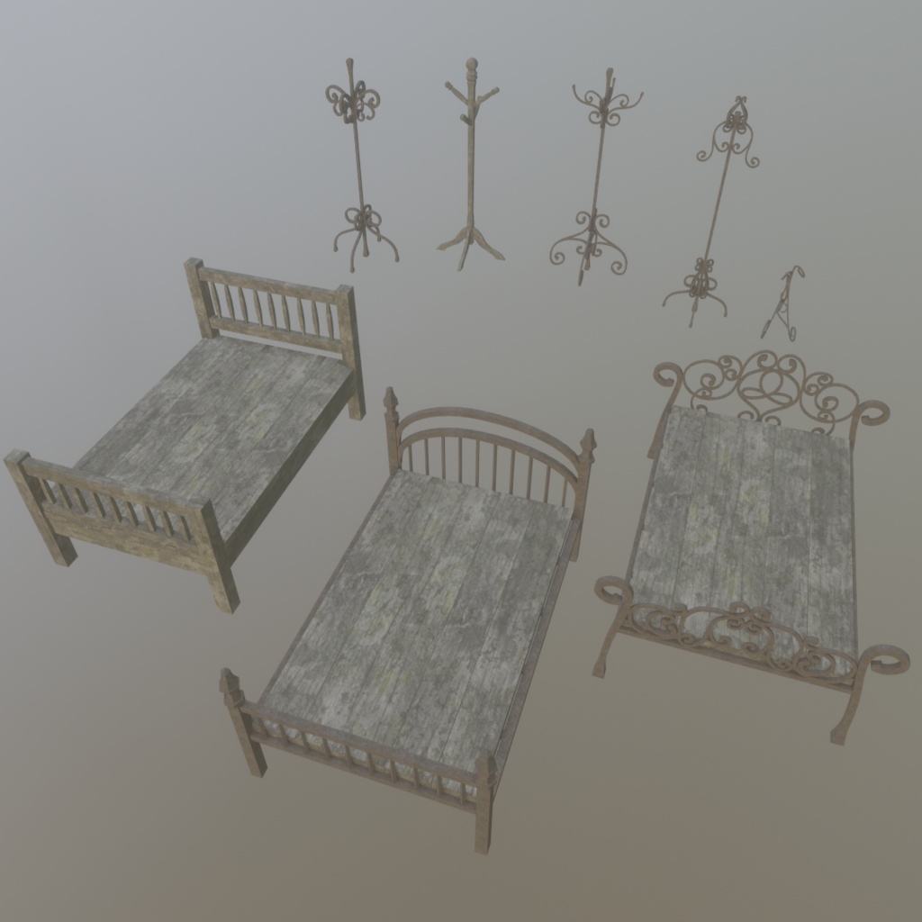 3Dモデル「廃れた世界の家具セット1」