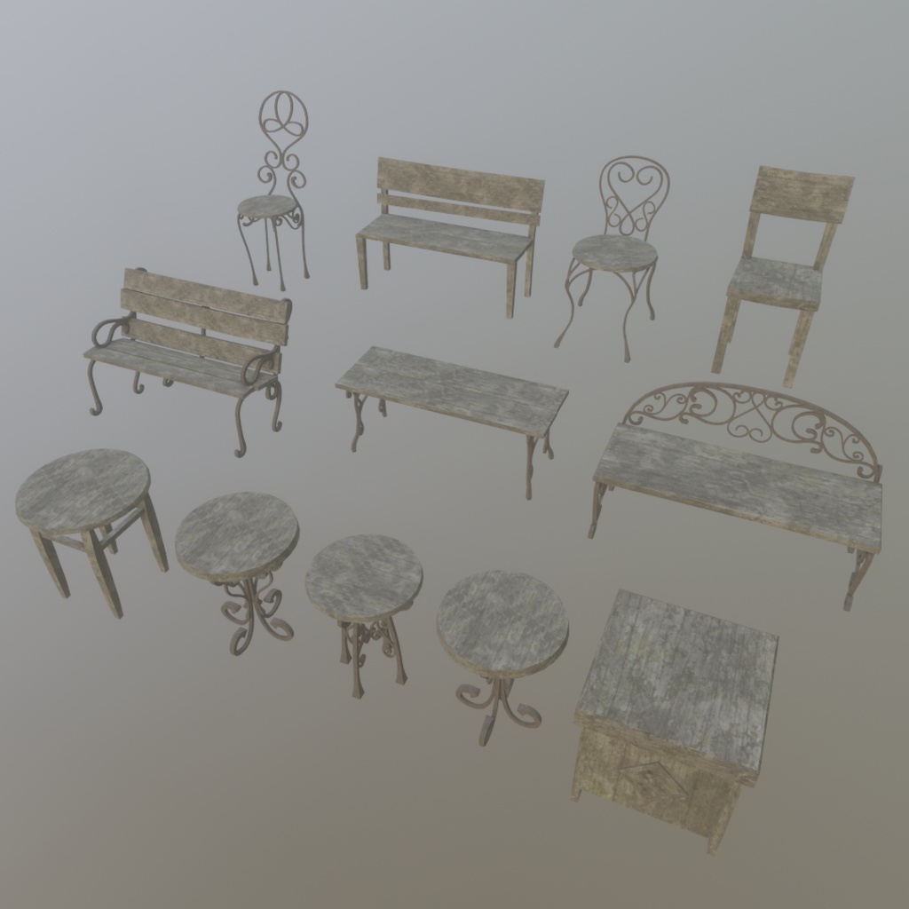 3Dモデル「廃れた世界の家具セット1」