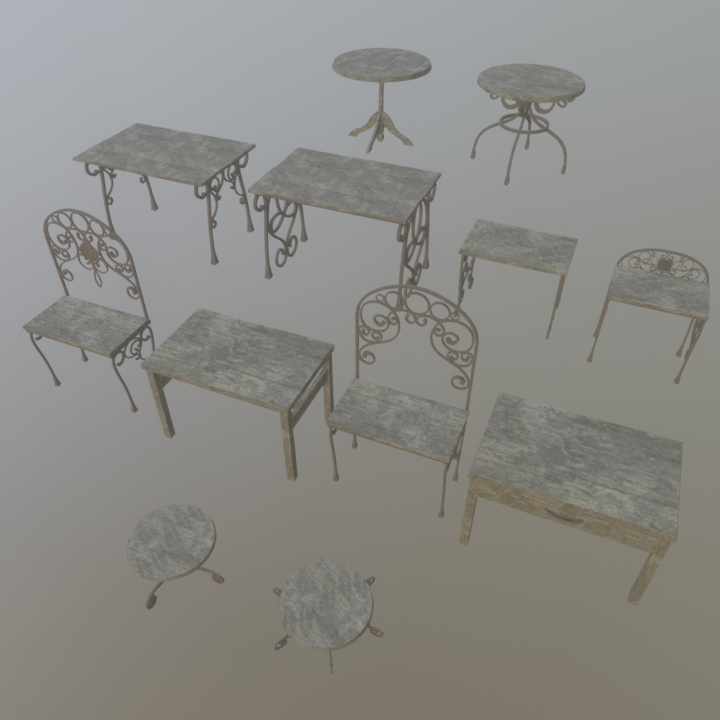 3Dモデル「廃れた世界の家具セット1」