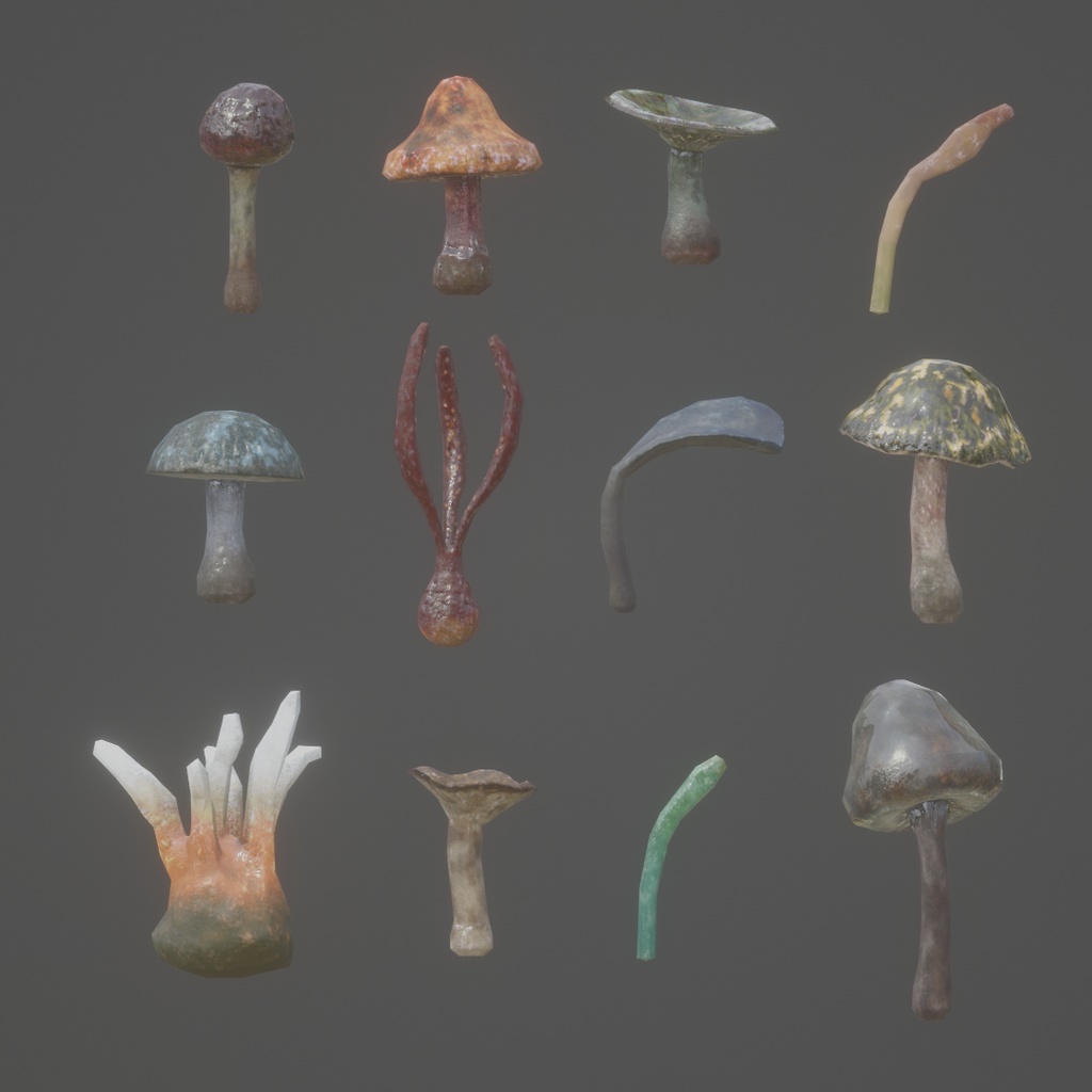 3Dモデル「廃れた世界のキノコセット0」