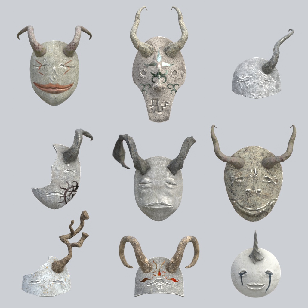 3Dモデル「奇妙な仮面の詰め合わせ1」