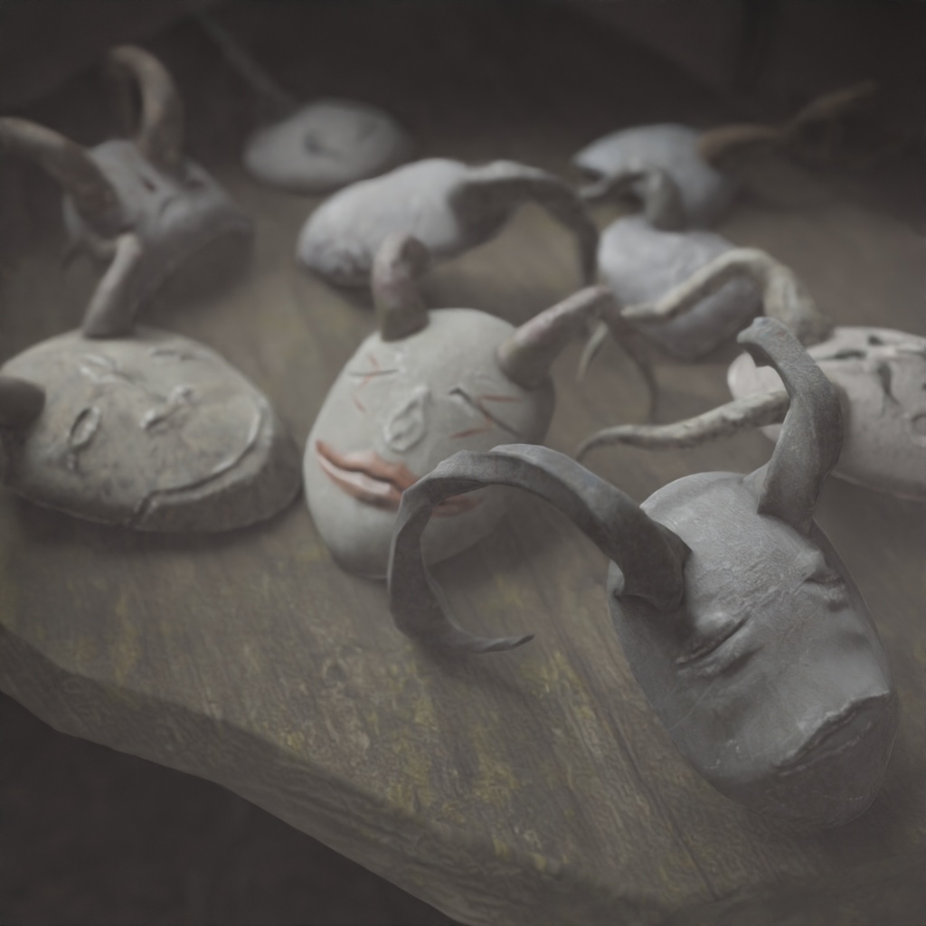 3Dモデル「奇妙な仮面の詰め合わせ1」