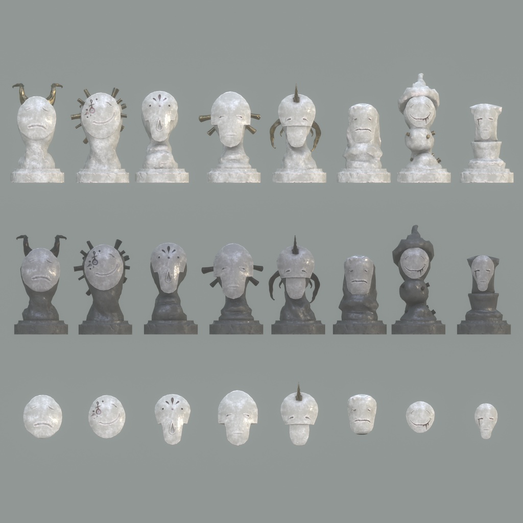 3Dモデル「奇妙な駒セット1」