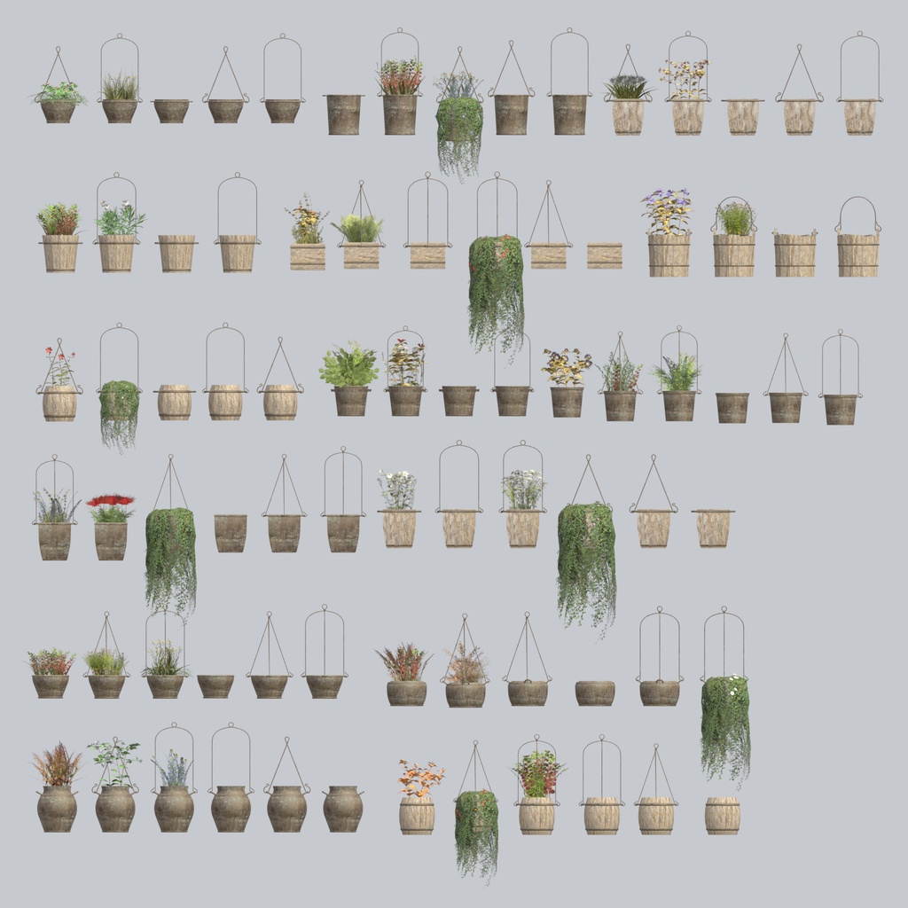 3Dモデル「薄汚れた鉢植えセット0」